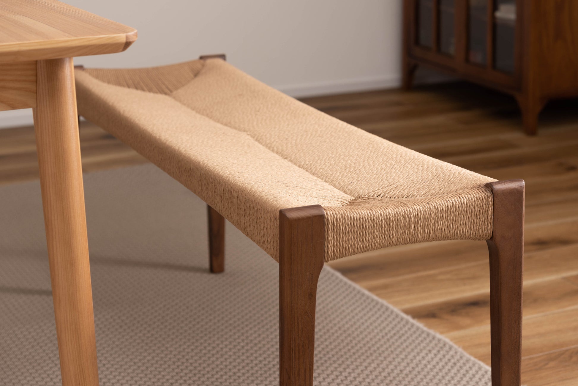 ダイニングベンチ 単品 完成品 木製 天然木 ベンチチェア チェア 椅子 イス 幅100 幅110 ペーパーコード　