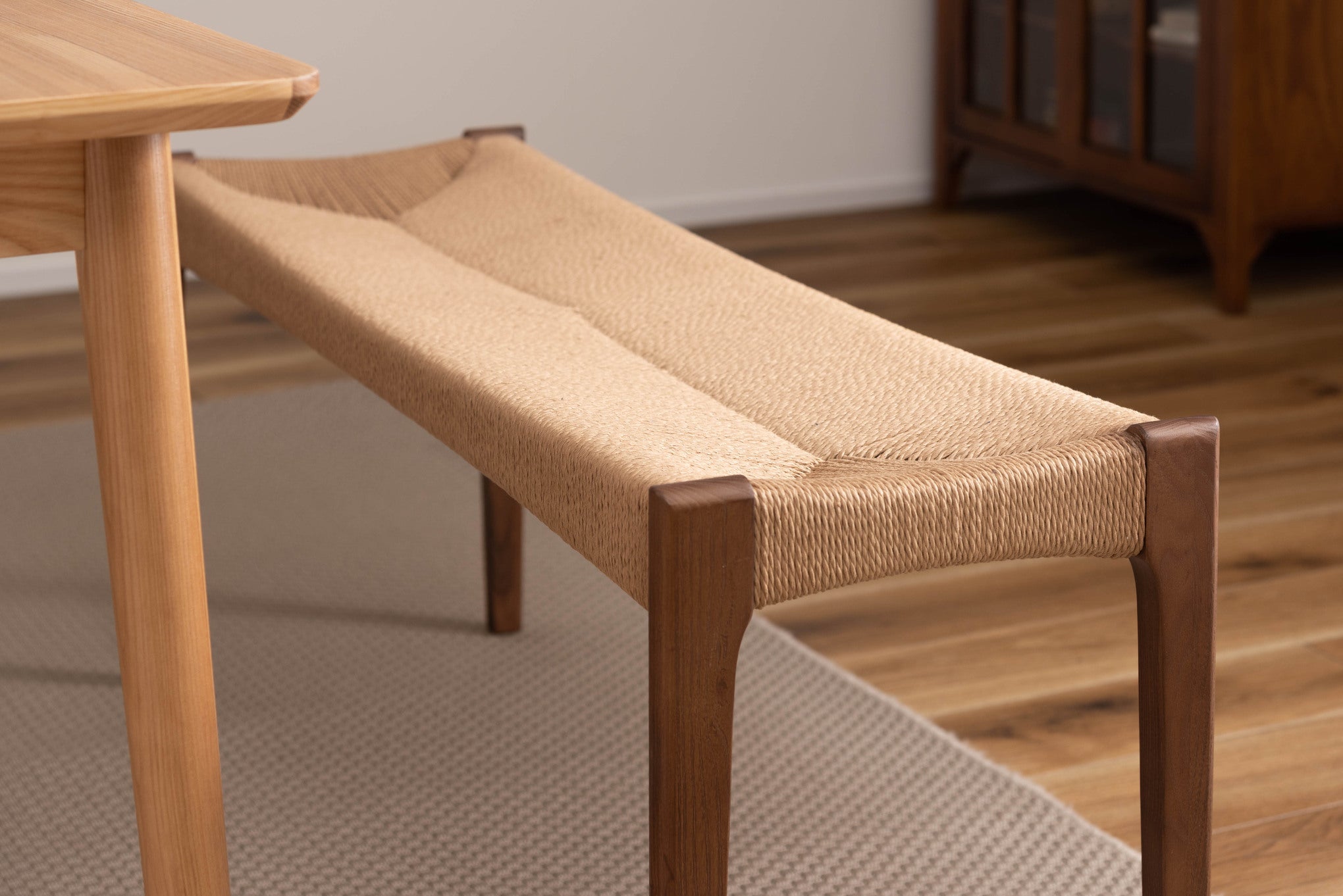 ダイニングベンチ 単品 完成品 木製 天然木 ベンチチェア チェア 椅子 イス 幅100 幅110 ペーパーコード　