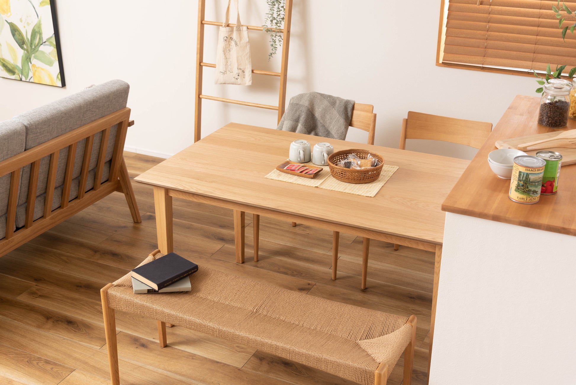 ダイニングベンチ 単品 完成品 木製 天然木 ベンチチェア チェア 椅子 イス 幅100 幅110 ペーパーコード　