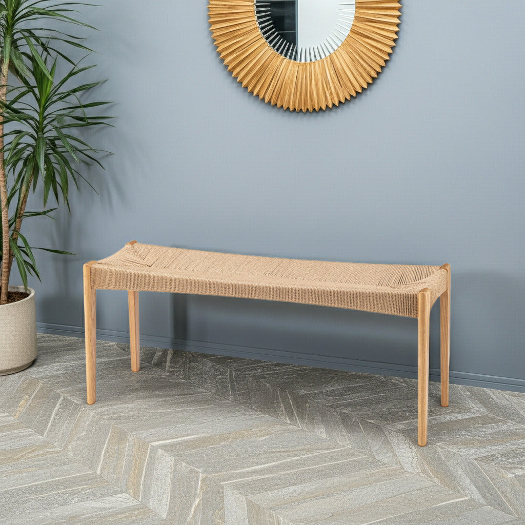 ダイニングベンチ 単品 完成品 木製 天然木 ベンチチェア チェア 椅子 イス 幅100 幅110 ペーパーコード　