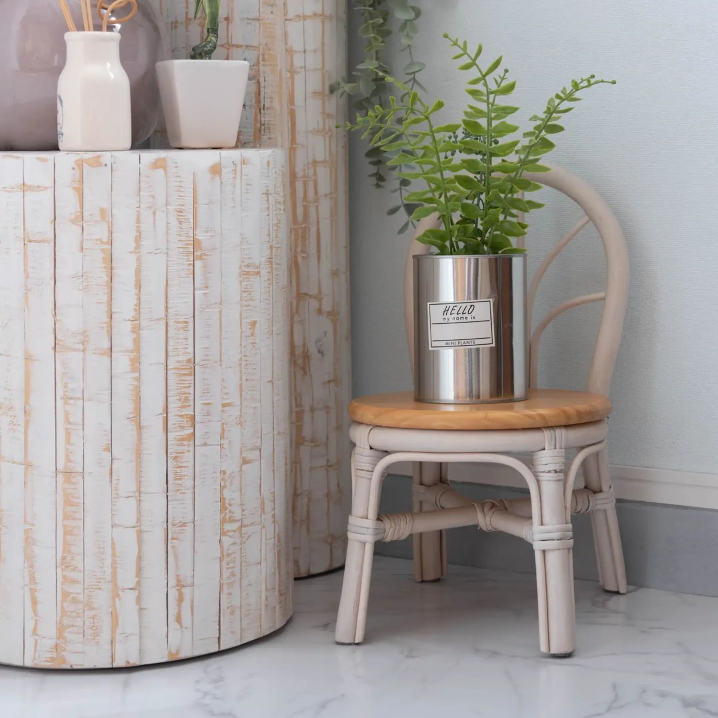 プランター チェア型 完成品 ミニチュア 幅23 奥行き27 ミニチュアプランター 観葉植物 ラタン 天然木 コンパクト 省スペース アンティーク