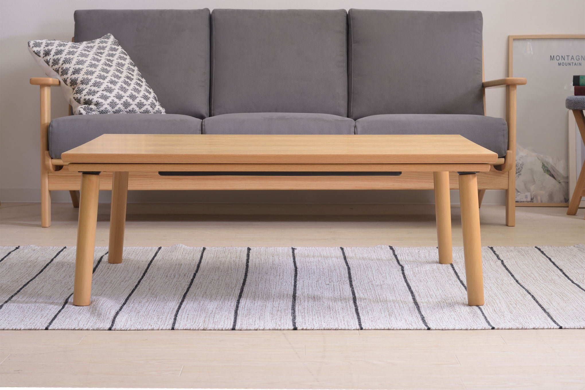 こたつテーブル 1人 2人 3人 幅105cm フラットヒーター 長方形 角型 ロータイプ 天然木 高級感 高見え