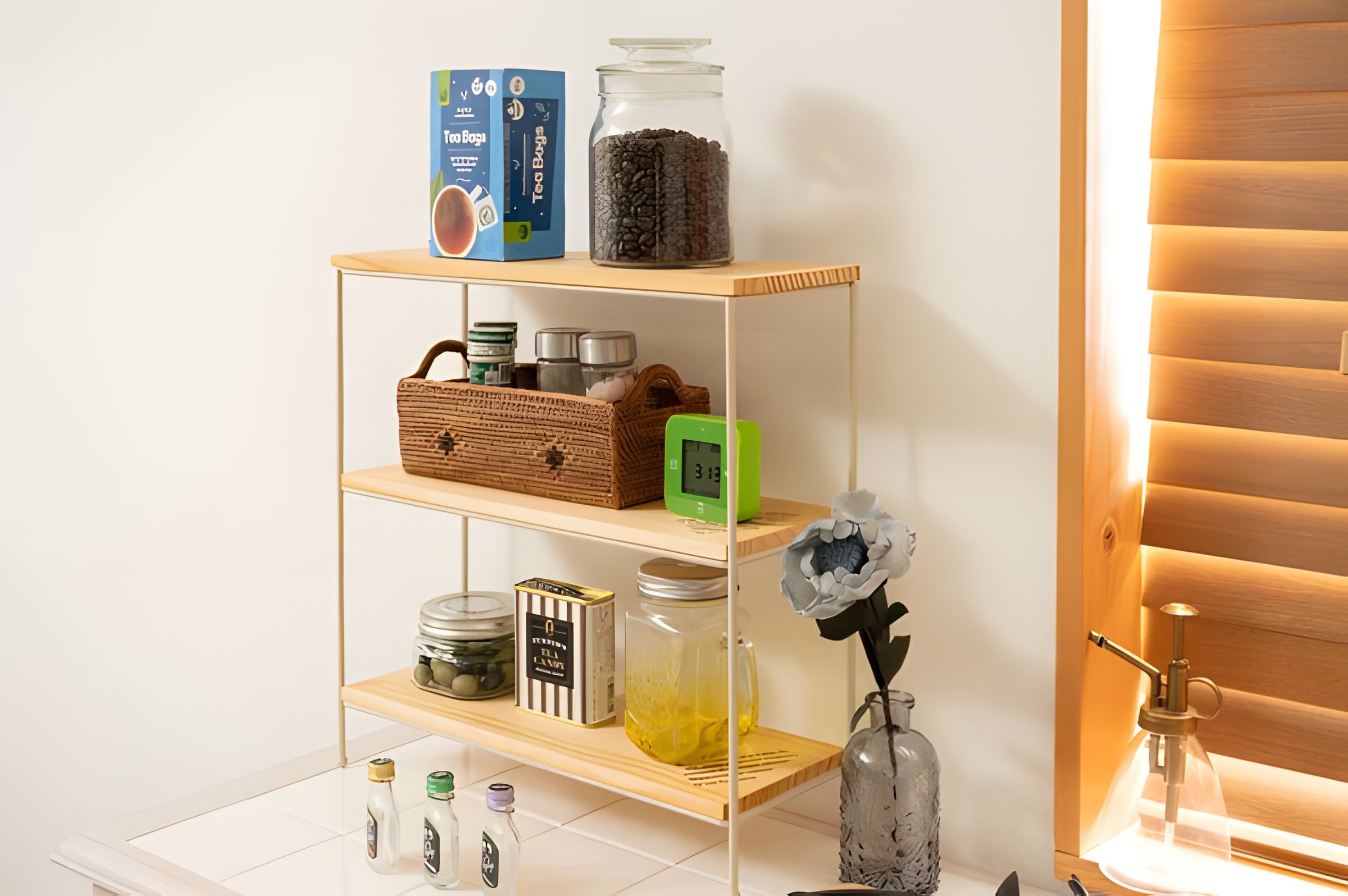 ミニ 卓上 ラック 棚 幅40cm 3段 完成品 コンパクト 省スペース スチール アイアン 天然木 収納 シェルフ オープンラック リビング