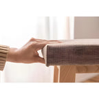 ハイスツール 1脚 カウンターチェア 椅子 天然木 布 ファブリック 足置き フットレスト付き 完成品