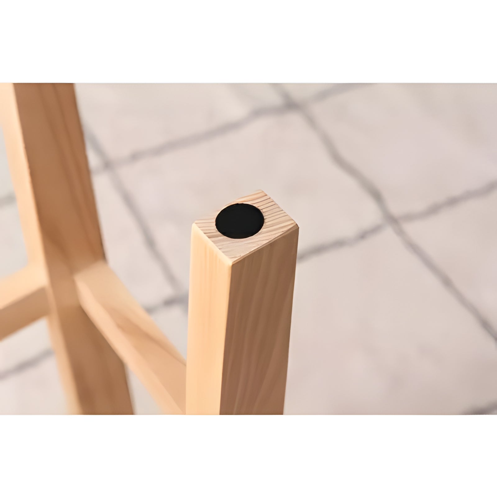 ハイスツール 1脚 カウンターチェア 椅子 天然木 布 ファブリック 足置き フットレスト付き 完成品