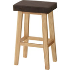 ハイスツール 1脚 カウンターチェア 椅子 天然木 布 ファブリック 足置き フットレスト付き 完成品