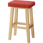 ハイスツール 1脚 カウンターチェア 椅子 天然木 布 ファブリック 足置き フットレスト付き 完成品