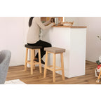 ハイスツール 1脚 カウンターチェア 椅子 天然木 布 ファブリック 足置き フットレスト付き 完成品