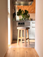 ハイスツール 1脚 カウンターチェア 椅子 天然木 布 ファブリック 足置き フットレスト付き 完成品