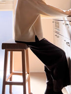 ハイスツール 1脚 カウンターチェア 椅子 天然木 布 ファブリック 足置き フットレスト付き 完成品