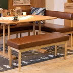 ダイニングベンチ 1脚 単品 幅110 2人掛け 二人用 椅子 ベンチ 天然木 スツール レザー 布地 ふたりがけ レトロ