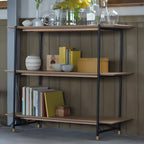 棚 ラック 3段 幅110 天然木 スチール オープンラック 収納 オープンシェルフ キッチン リビング スタイリッシュ スリム 薄型