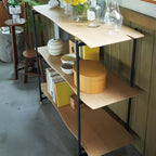 棚 ラック 3段 幅110 天然木 スチール オープンラック 収納 オープンシェルフ キッチン リビング スタイリッシュ スリム 薄型