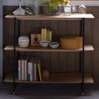 棚 ラック 3段 幅110 天然木 スチール オープンラック 収納 オープンシェルフ キッチン リビング スタイリッシュ スリム 薄型