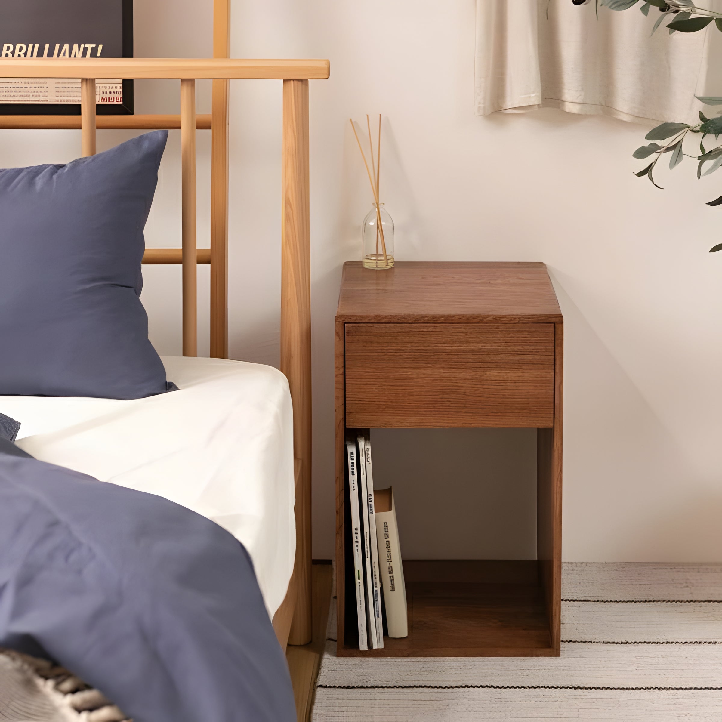 サイドテーブル 幅30 スリム コンパクト 高さ50 完成品 天然木 サイドチェスト ミニ 収納 引き出し付 ベッド横 シンプル 高見え