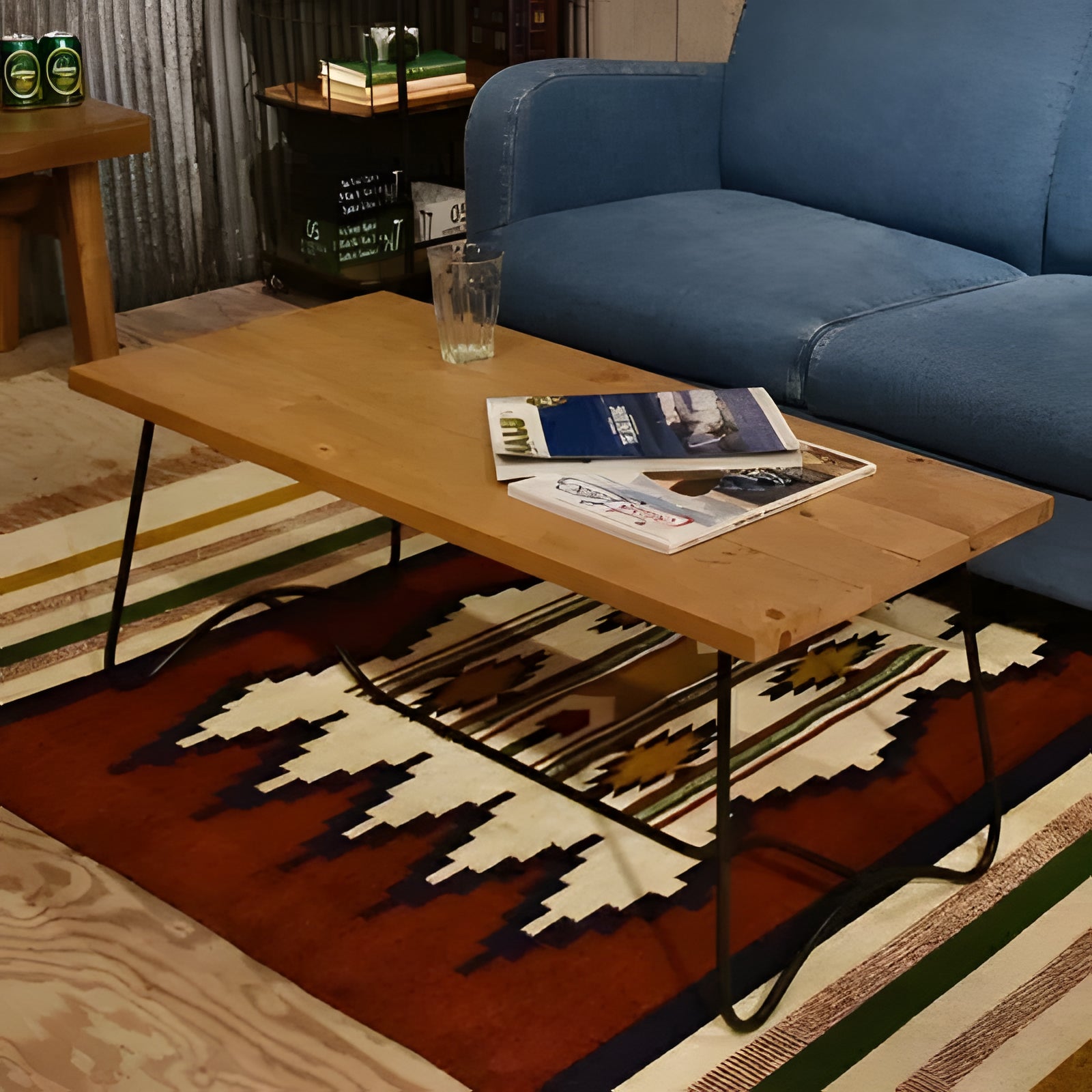 センターテーブル ローテーブル 幅100cm 完成品 天然木天板 アイアン 1人 2人 ヴィンテージ 一人暮らし 高見え