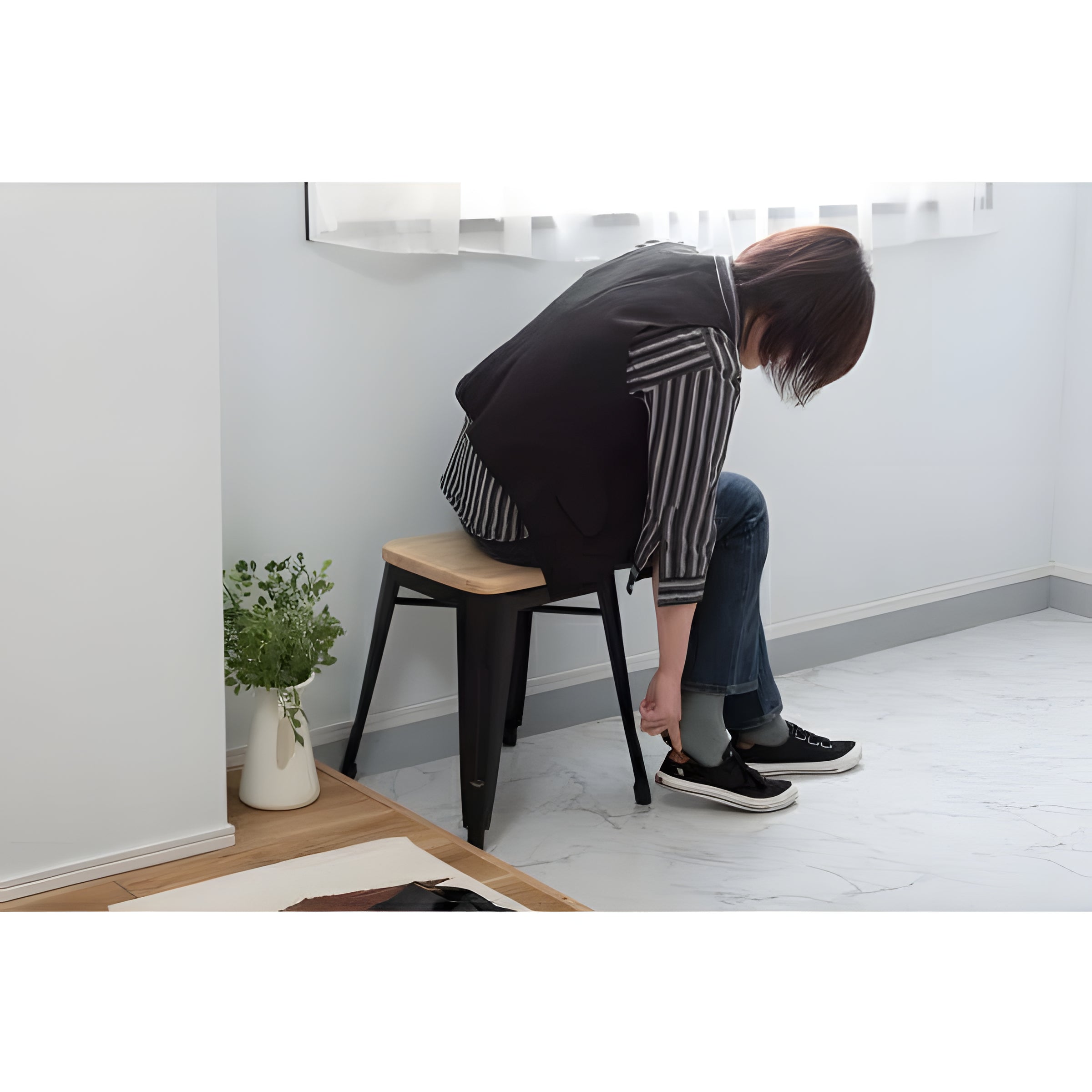 スツール 椅子 スチール 腰掛 チェア スタイリッシュ インダストリアル 天然木 アイアン 完成品 ヴィンテージ