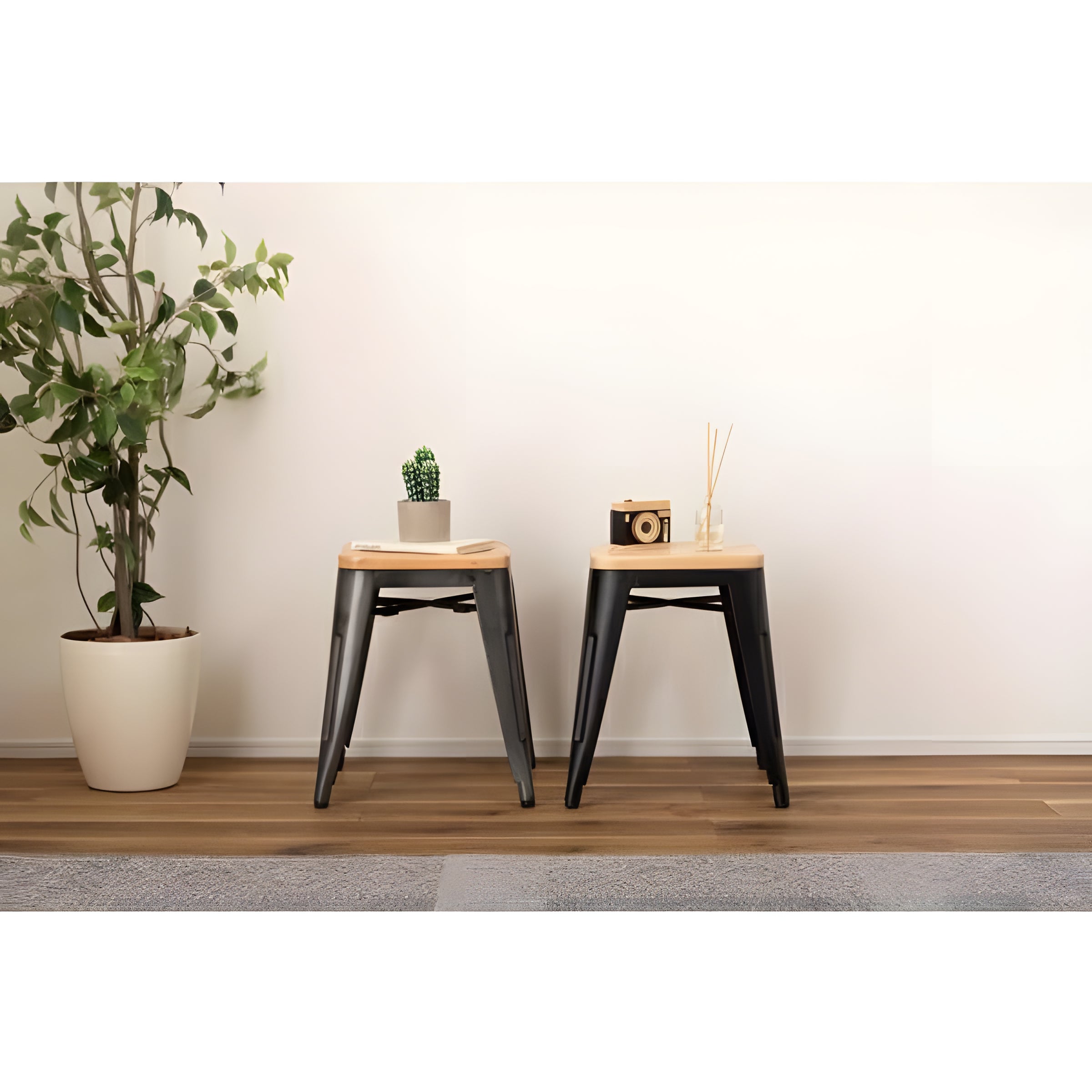 スツール 椅子 スチール 腰掛 チェア スタイリッシュ インダストリアル 天然木 アイアン 完成品 ヴィンテージ