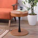 サイドテーブル 丸型 円形 ラウンドテーブル 幅40 コンパクト ミニテーブル 収納付 天然木 ソファサイド ソファ横 高見え