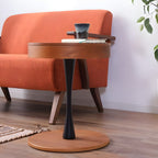 サイドテーブル 丸型 円形 ラウンドテーブル 幅40 コンパクト ミニテーブル 収納付 天然木 ソファサイド ソファ横 高見え