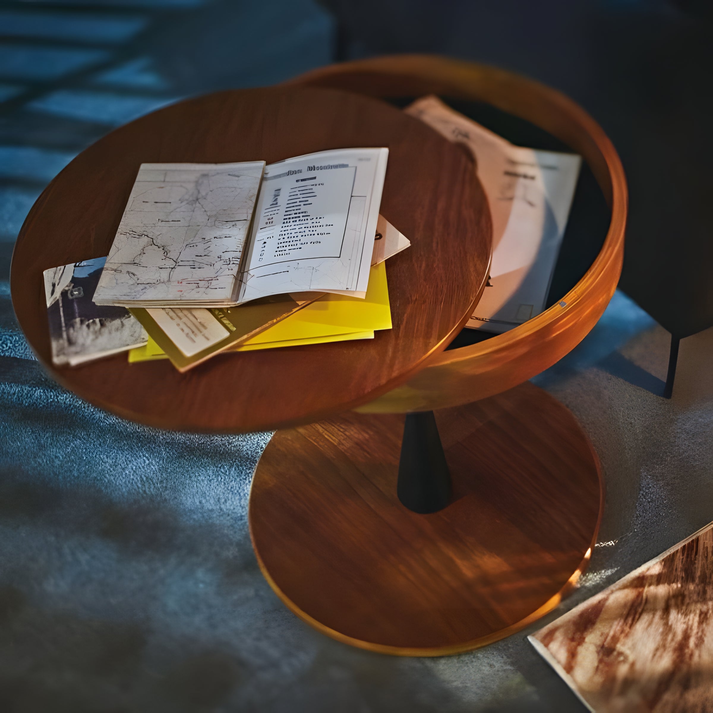 サイドテーブル 丸型 円形 ラウンドテーブル 幅40 コンパクト ミニテーブル 収納付 天然木 ソファサイド ソファ横 高見え