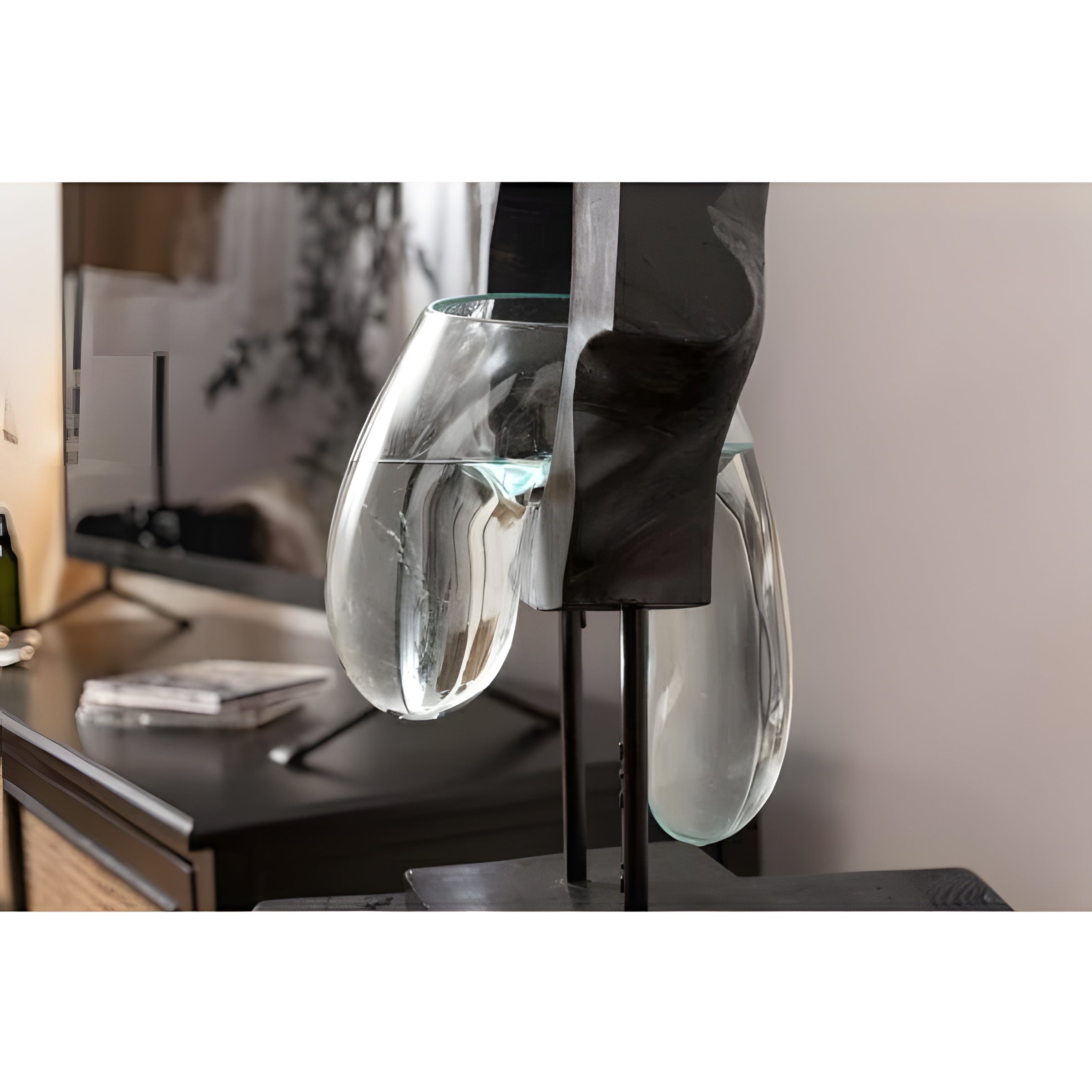 ガラスオブジェ オブジェ 置き物 木製 天然木 アート 鉢 花瓶 花 芳香 お香入れ プランター アクアリウム テラリウム