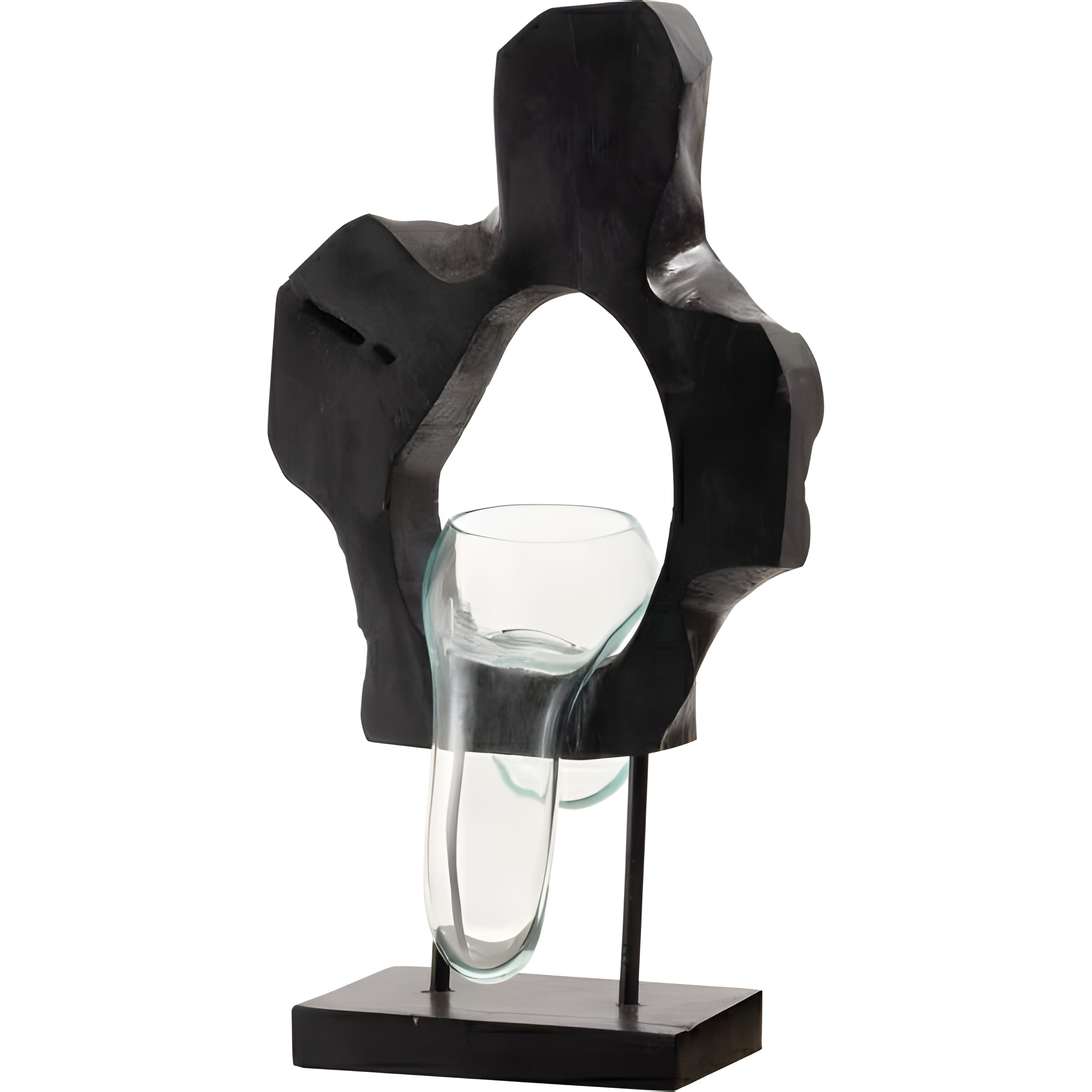 ガラスオブジェ オブジェ 置き物 木製 天然木 アート 鉢 花瓶 花 芳香 お香入れ プランター アクアリウム テラリウム