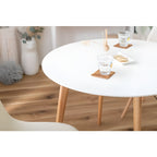 ダイニングテーブル 幅90cm 1人 2人用 スクエアテーブル 丸型 円形 天然木 シンプル 食卓机