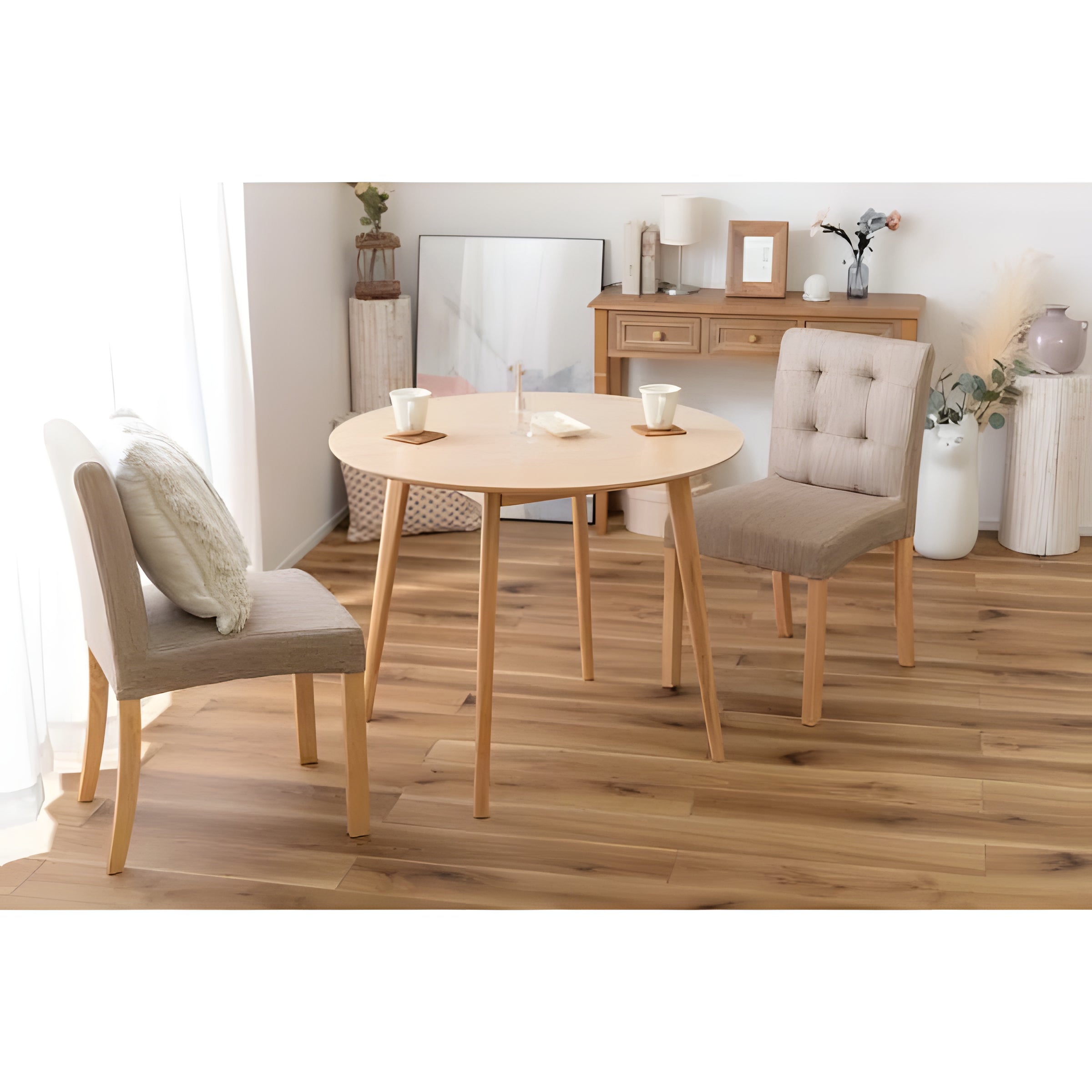 ダイニングテーブル 幅90cm 1人 2人用 スクエアテーブル 丸型 円形 天然木 シンプル 食卓机