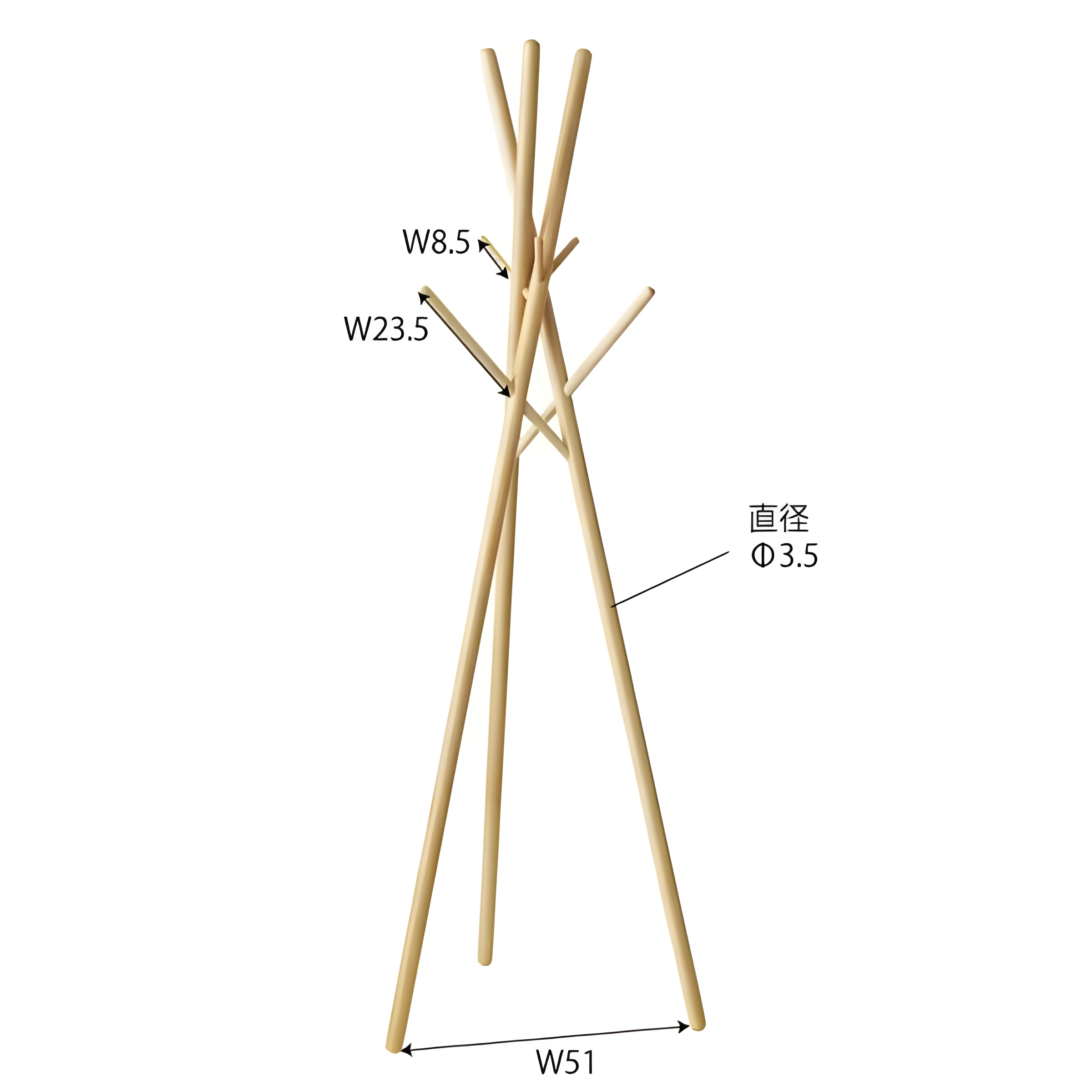 コートハンガー ポールハンガー 木製 天然木  帽子掛け 洋服掛け 収納 シンプル ハットツリー ハンガーポール ナチュラル 高見え