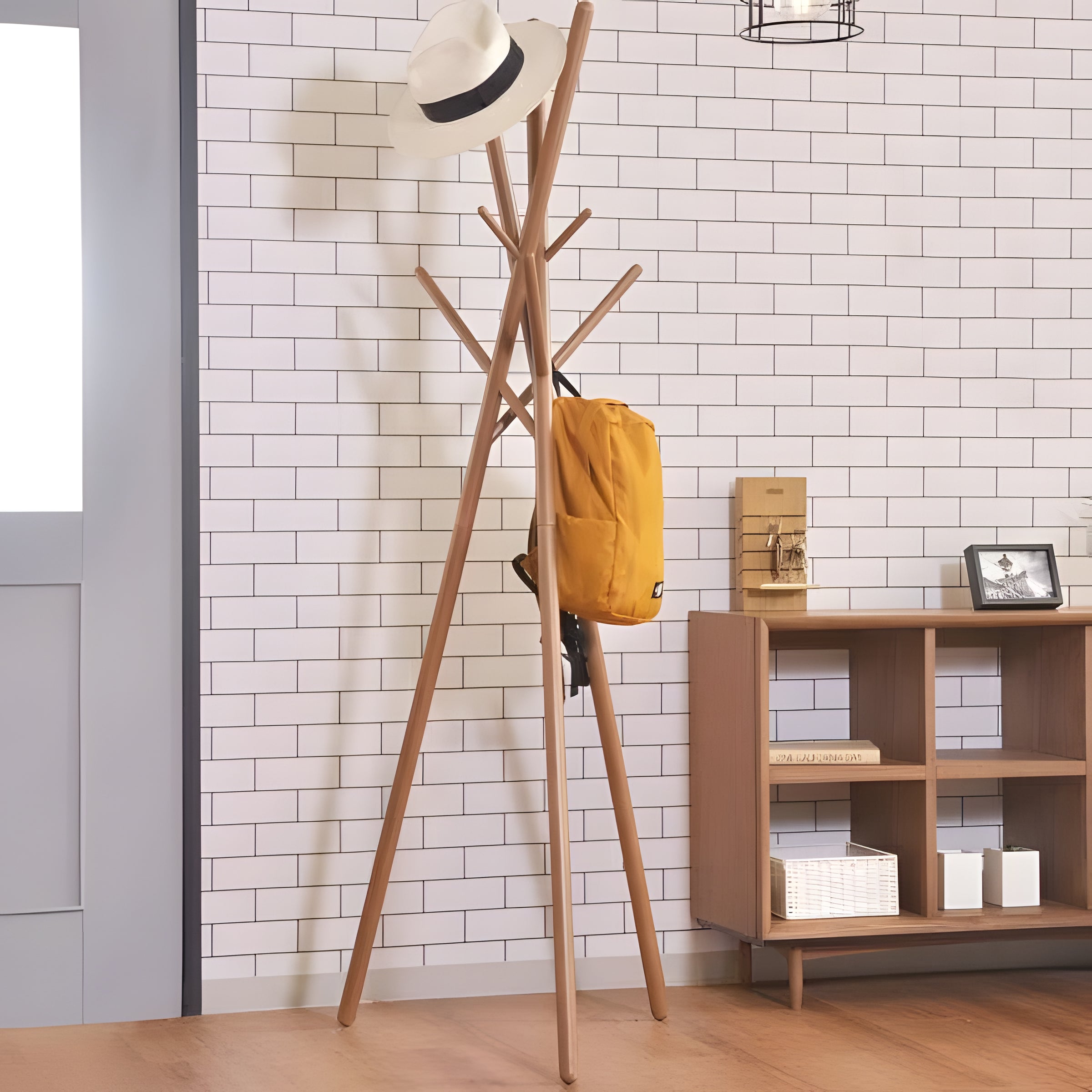 コートハンガー ポールハンガー 木製 天然木  帽子掛け 洋服掛け 収納 シンプル ハットツリー ハンガーポール ナチュラル 高見え