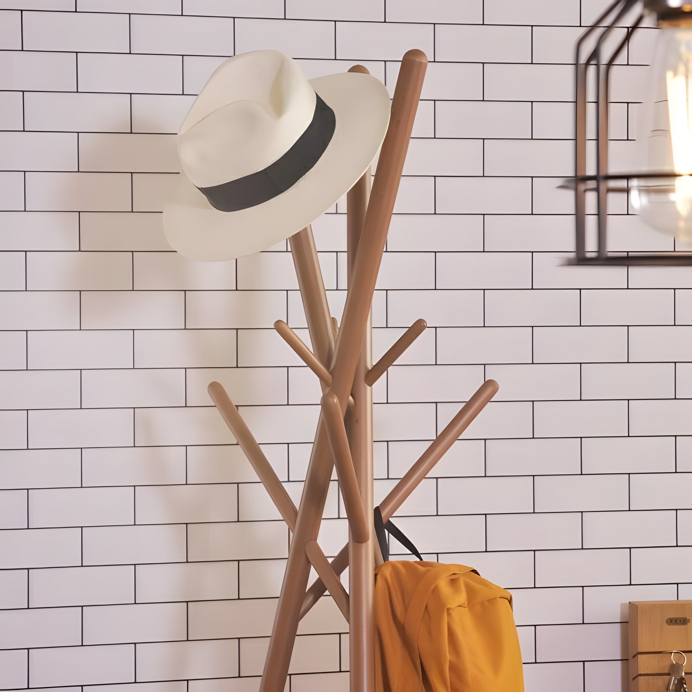 コートハンガー ポールハンガー 木製 天然木  帽子掛け 洋服掛け 収納 シンプル ハットツリー ハンガーポール ナチュラル 高見え