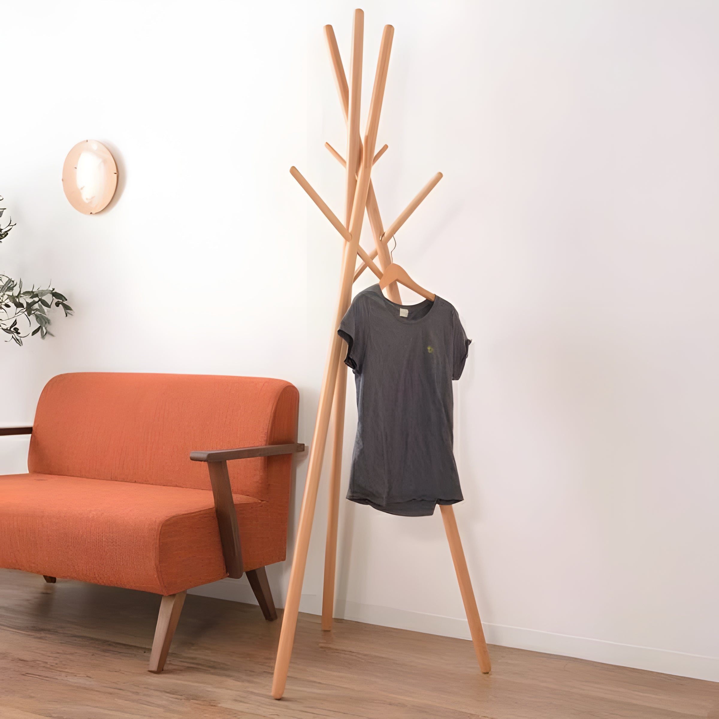 コートハンガー ポールハンガー 木製 天然木  帽子掛け 洋服掛け 収納 シンプル ハットツリー ハンガーポール ナチュラル 高見え